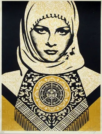 Siebdruck Fairey - Arab Woman (Gold)