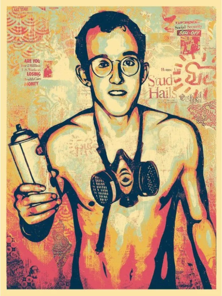 Siebdruck Fairey - Keith Haring Canvas Print (Green)