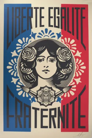 Siebdruck Fairey - Liberté, Egalité, Fraternité