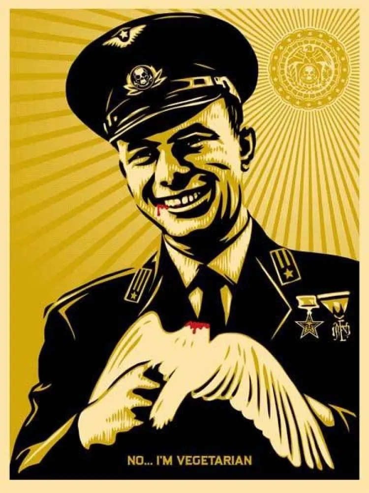 Siebdruck Fairey - No, I'm Vegetarian