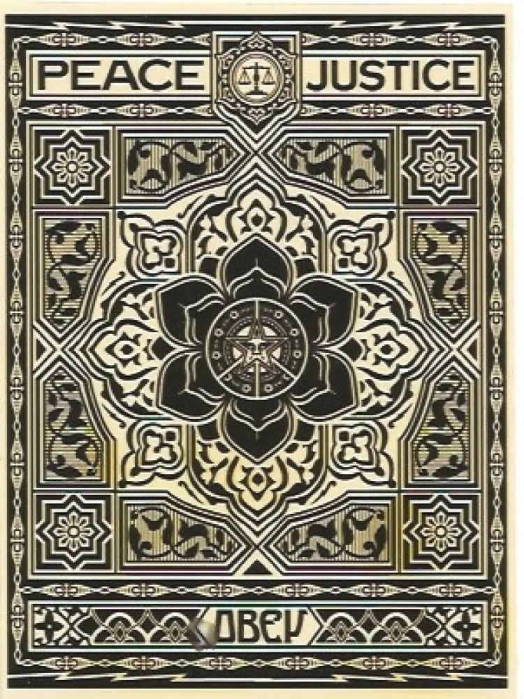 Siebdruck Fairey - Peace and Justice Ornament (Black)