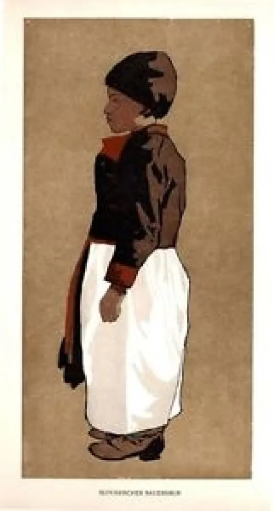 Holzschnitt Fanto - Slovakischer Bauernbub / Slovak Farmboy