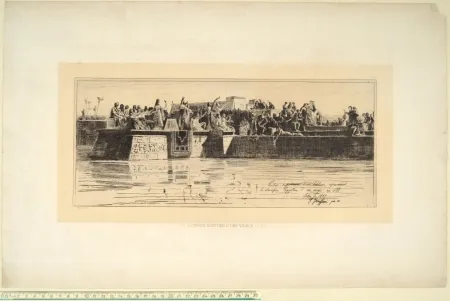 Kaltnadelradierung Faruffini - LE SACRIFICE EGYPTIEN D'UNE VIERGE AU NIL