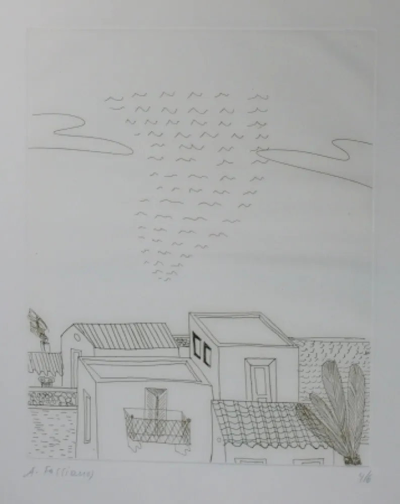 Kaltnadelradierung Fassianos - Paysage 