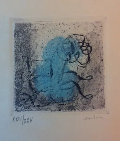 Radierung Und Aquatinta Fautrier - Petit paysage vert et violet