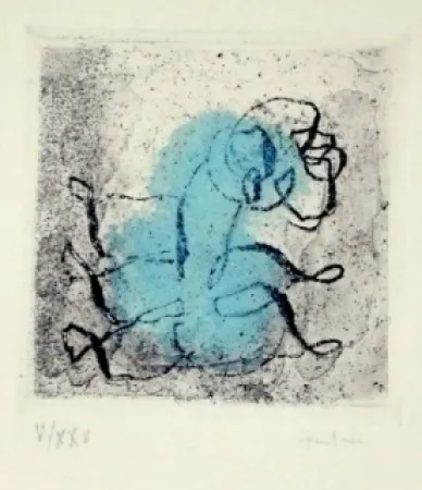 Radierung Und Aquatinta Fautrier - Petit paysage vert et violet