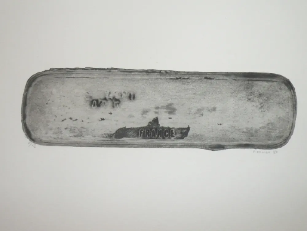 Radierung Favier - Le sous marin France