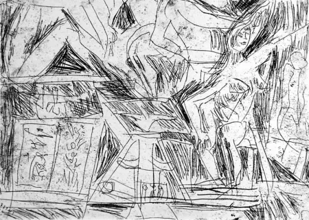 Radierung Fazzini - Interno