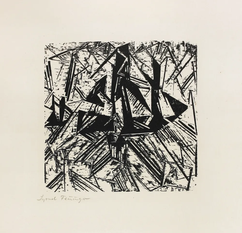 Holzschnitt Feininger - Barke und Brigg auf See (Segler)