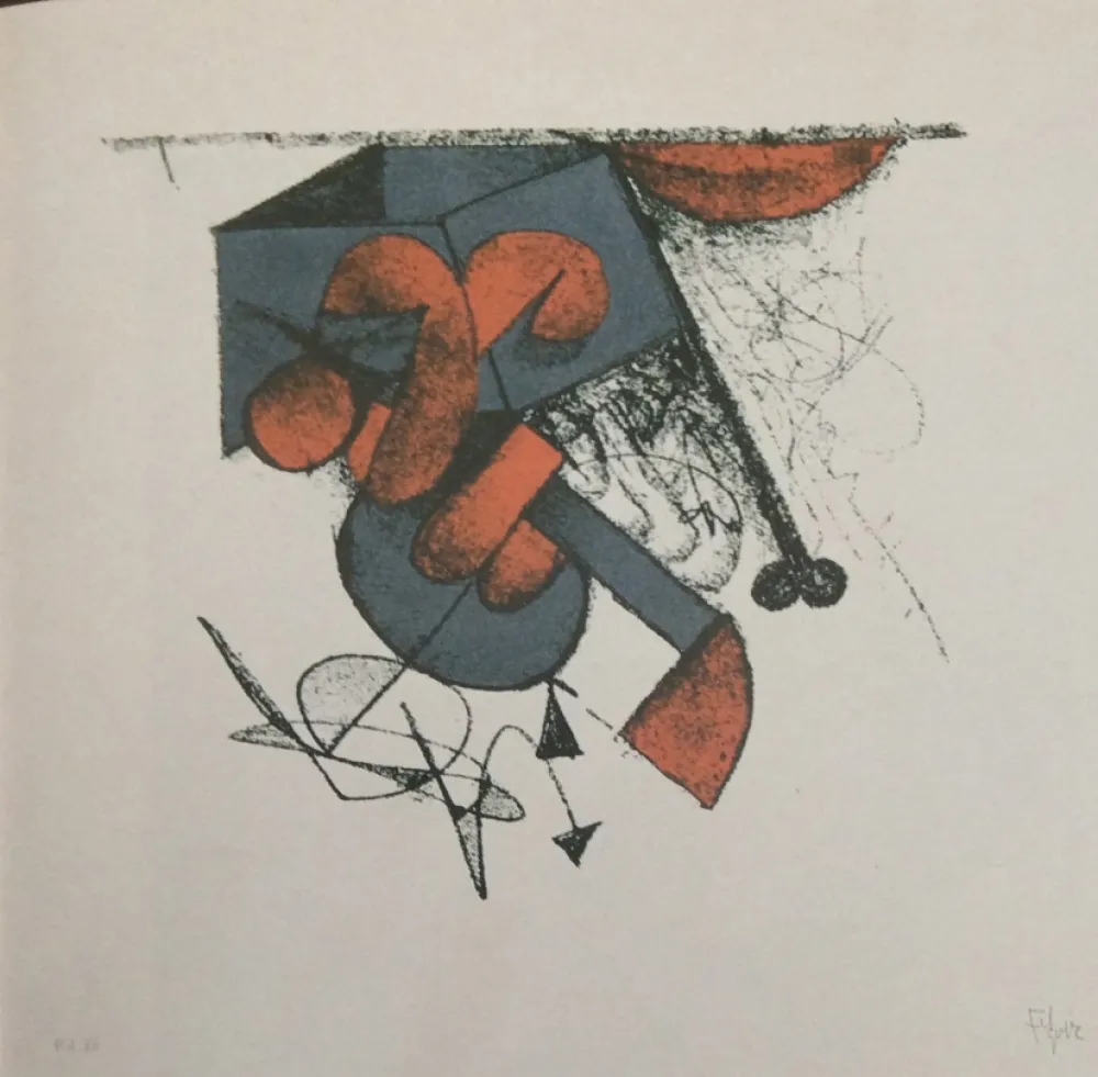 Siebdruck Felguerez - Sculpture sur fond blanc 