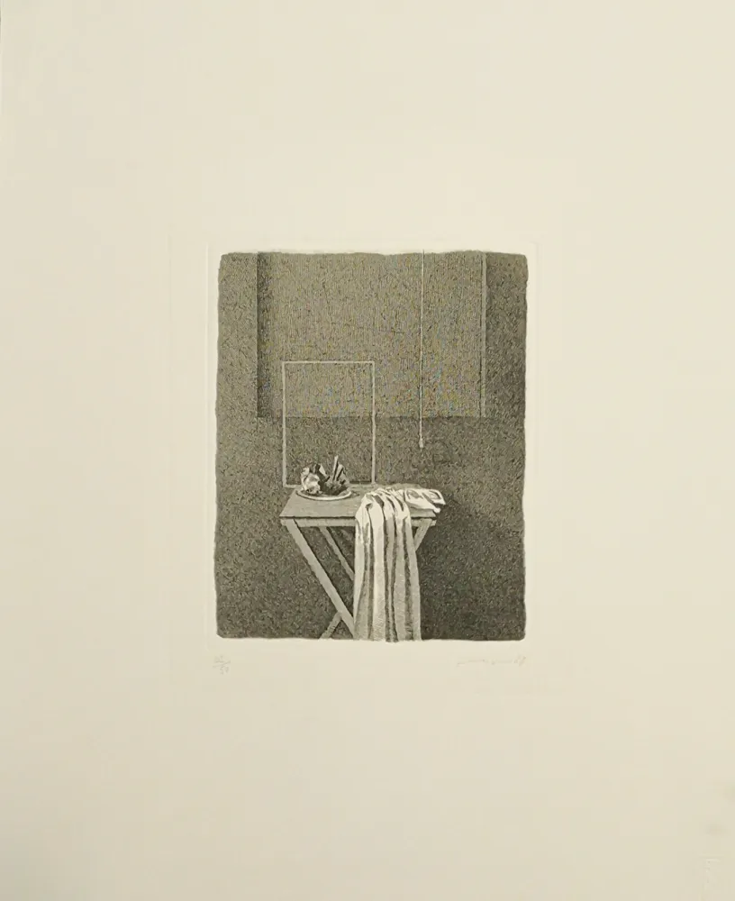 Radierung Ferroni - Interno con corda appesa