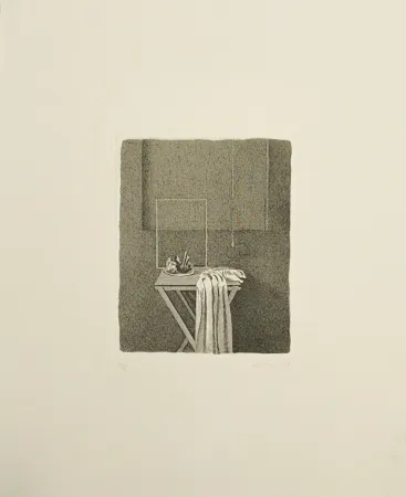 Radierung Ferroni - Interno con corda appesa