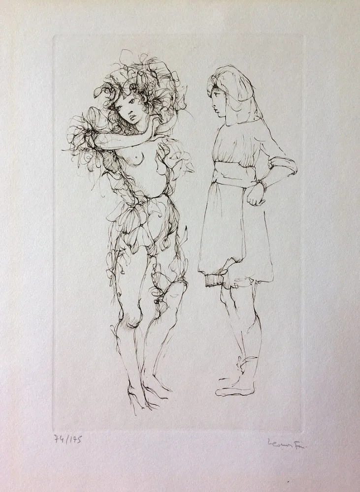 Radierung Fini - Deux personnages. Eau-forte. Signé.