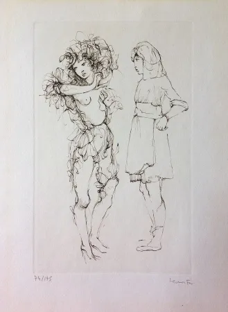 Radierung Fini - Deux personnages. Eau-forte. Signé.