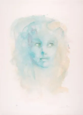 Lithographie Fini - Portrait imaginaire bleu