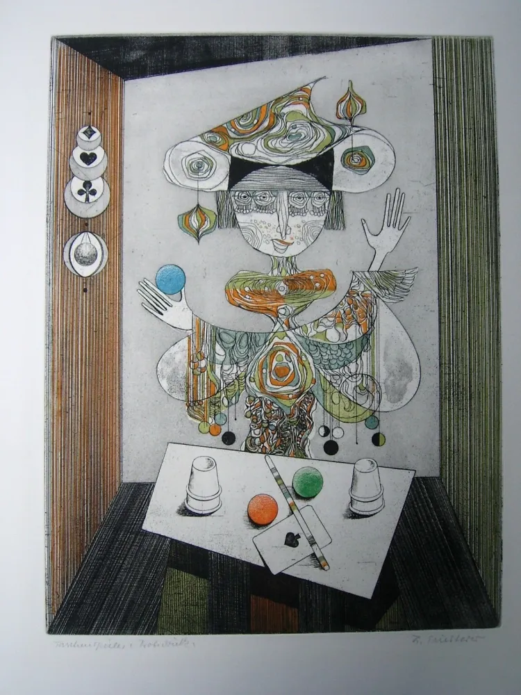 Radierung Und Aquatinta Finsterer - Taschenspieler