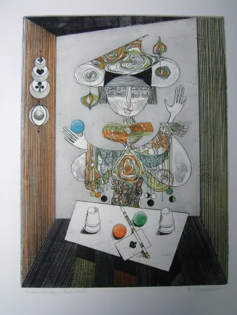 Radierung Und Aquatinta Finsterer - Taschenspieler