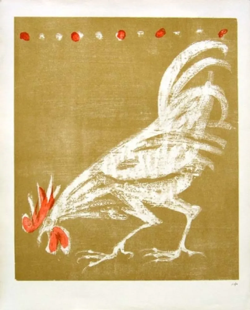 Lithographie Fischer - Hahn / Rooster