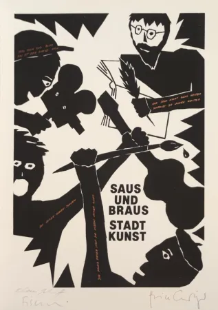Siebdruck Fischli - Saus und Braus. Stadt Kunst, 1980. 