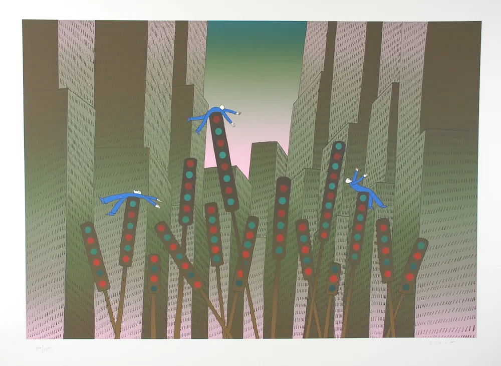 Siebdruck Folon - City Lights - Les lumières de la ville