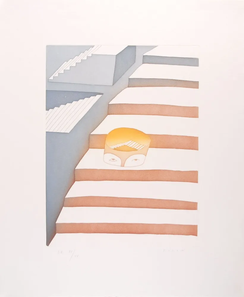 Radierung Und Aquatinta Folon - Dans le labyrinthe