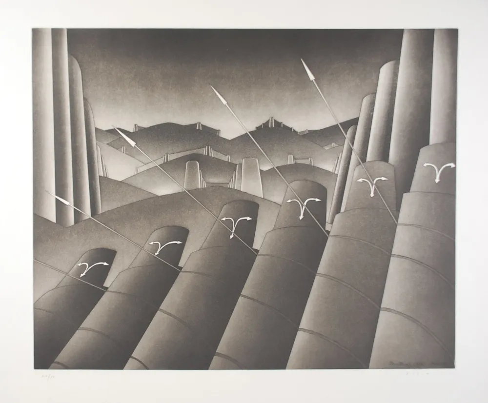 Radierung Und Aquatinta Folon - La Menace I