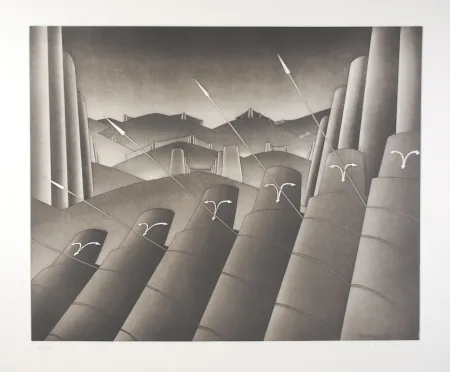 Radierung Und Aquatinta Folon - La Menace I