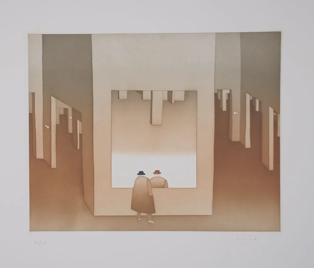 Radierung Und Aquatinta Folon - Le Miroir