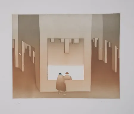 Radierung Und Aquatinta Folon - Le Miroir