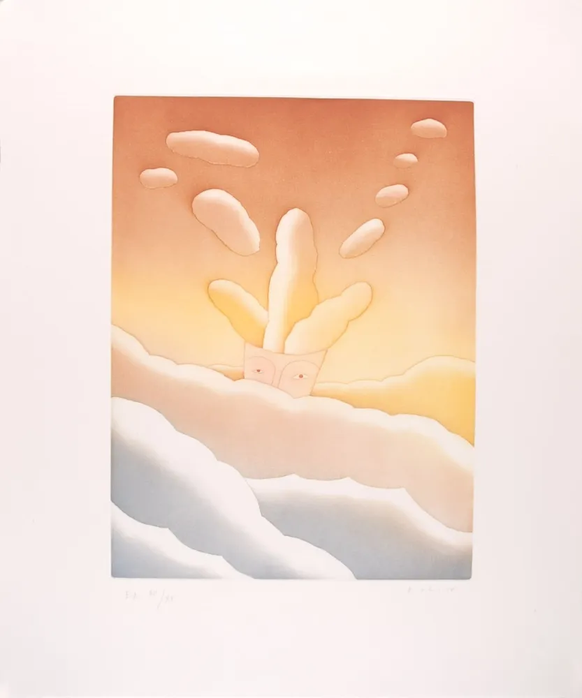 Radierung Und Aquatinta Folon - Le poids des pensées