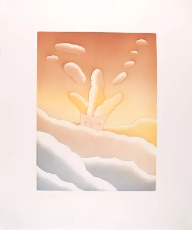 Radierung Und Aquatinta Folon - Le poids des pensées