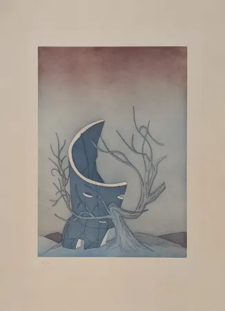 Radierung Und Aquatinta Folon - Les Ruines circulaires V 