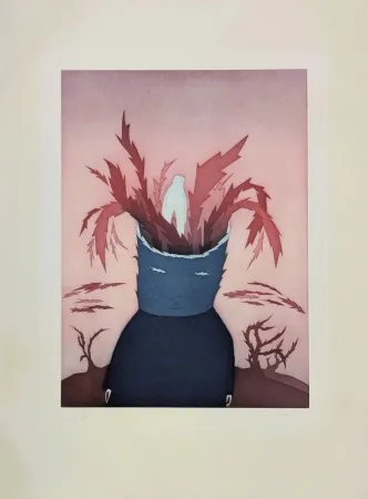 Radierung Und Aquatinta Folon - Les Ruines circulaires VII 