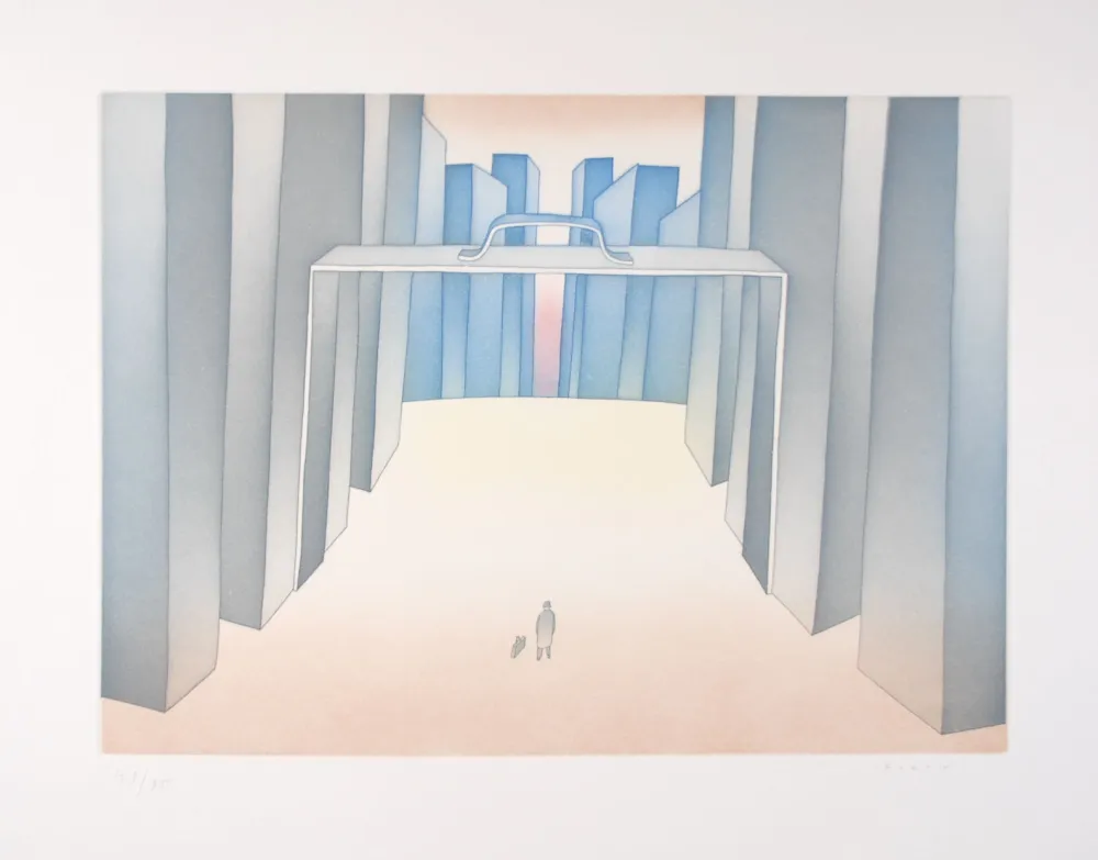 Radierung Und Aquatinta Folon - Lointains un Homme (suite Lointains)