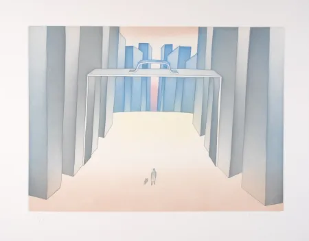 Radierung Und Aquatinta Folon - Lointains un Homme (suite Lointains)