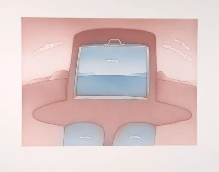 Radierung Und Aquatinta Folon - Lointains un Nuage