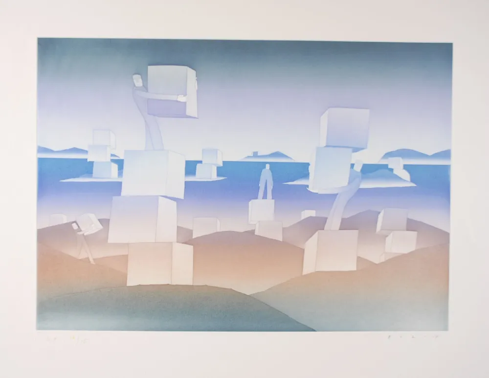 Radierung Und Aquatinta Folon - Man at work