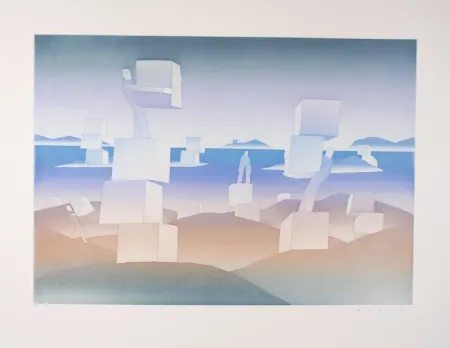 Radierung Und Aquatinta Folon - Man at work