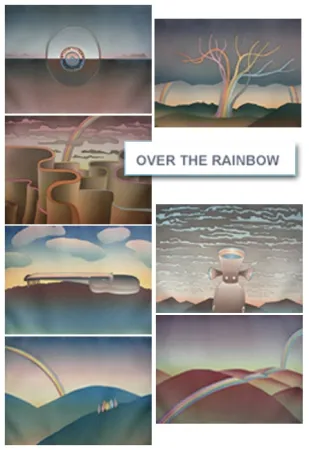 Radierung Und Aquatinta Folon - Over The Rainbow (complet suite)