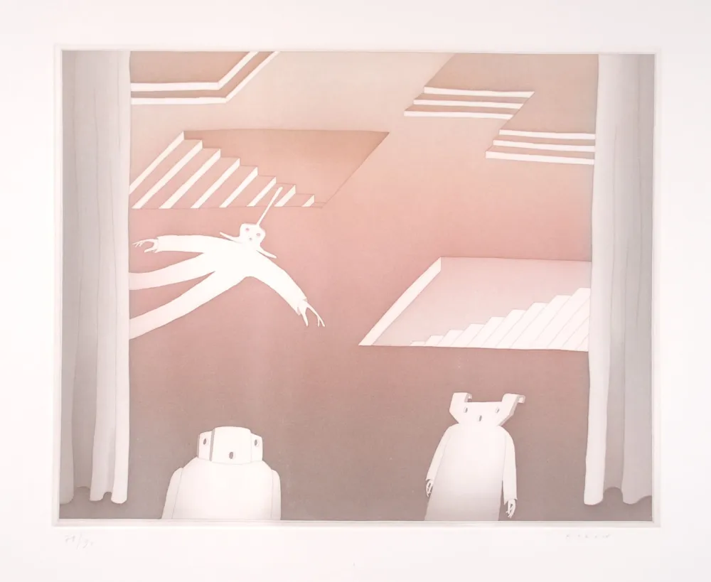 Radierung Und Aquatinta Folon - PIAZZA