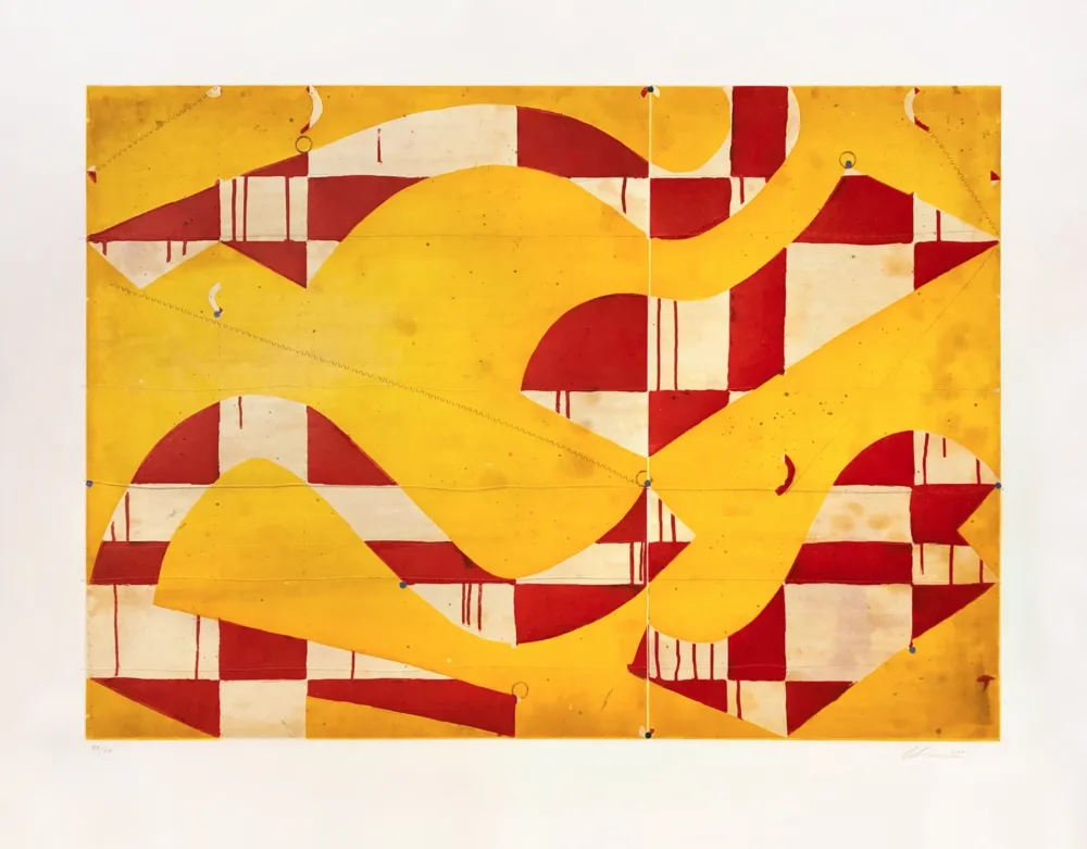 Aquatinta Fonseca - Seven String Etching with Yellow & Red