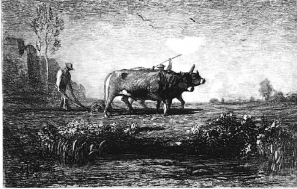 Radierung Fontanesi - Il lavoro. Seconda versione