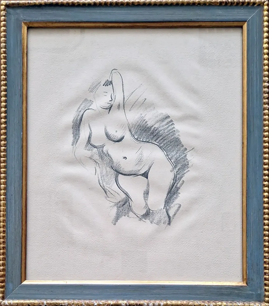 Lithographie Forain - Etude de nu, de face.