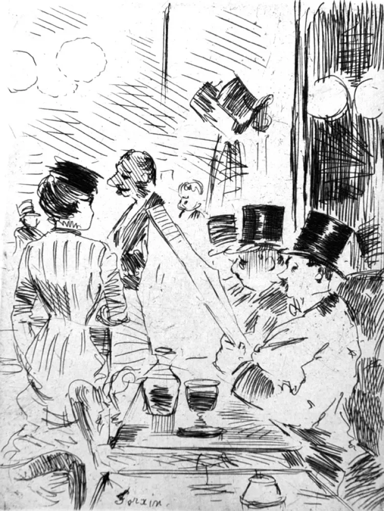 Radierung Forain - Le cafè de la nouvelle Athènes