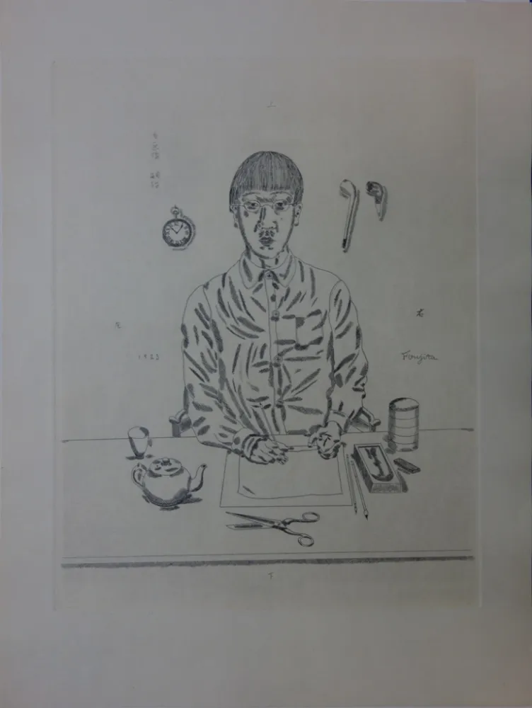 Stich Foujita - Autoportrait à la table de travail