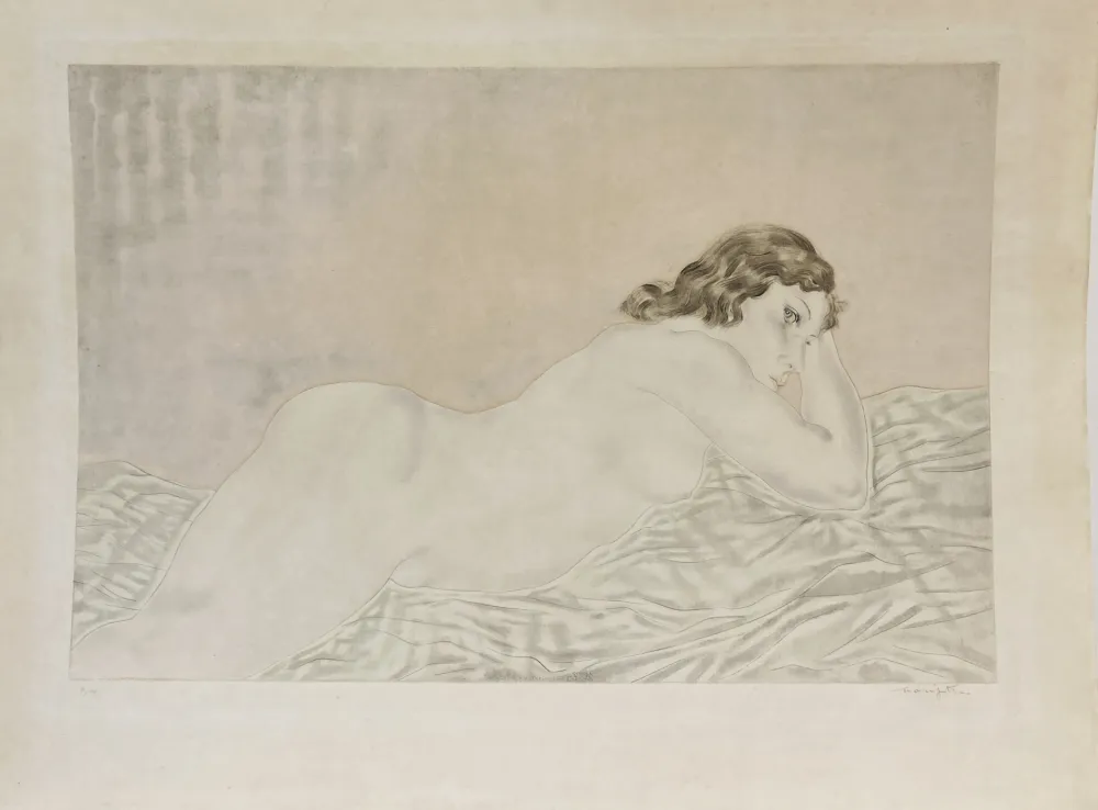 Radierung Und Aquatinta Foujita - Femme brune allongée. 1930