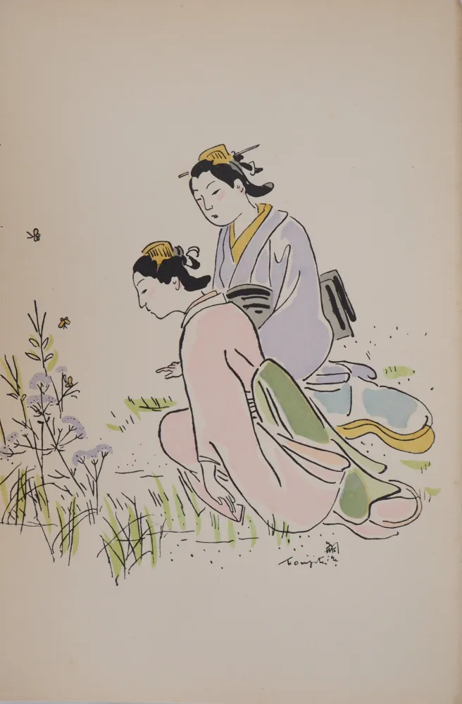 Stich Foujita - Geishas dans un jardin