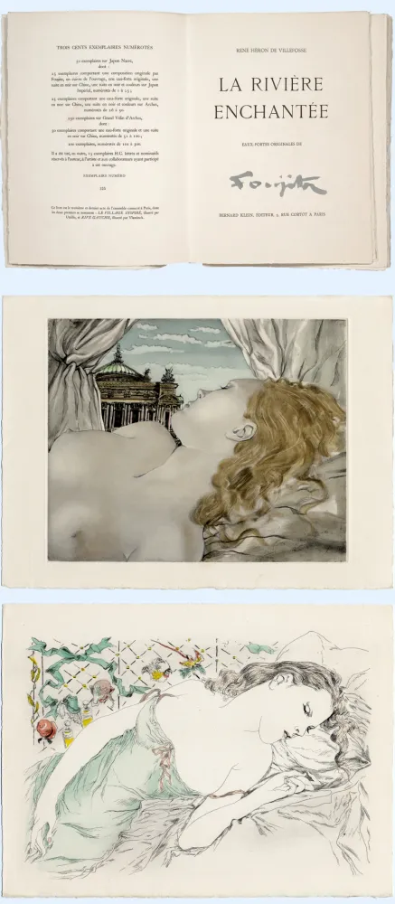 Illustriertes Buch Foujita - H. de Villefosse. LA RIVIÈRE ENCHANTÉE. 27 eaux-fortes originales (1951)
