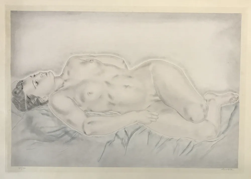 Radierung Und Aquatinta Foujita - Reclining Nude (From Femmes)