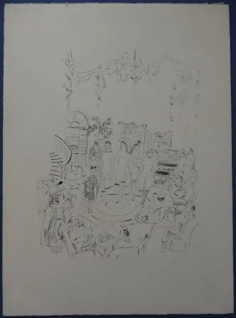 Radierung Foujita - Rivière enchantée - Cabaret